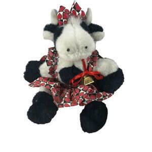 Cow Girls Plush Black White 12 Inch Joelson Industries 1994 Stuffed Animal Toy